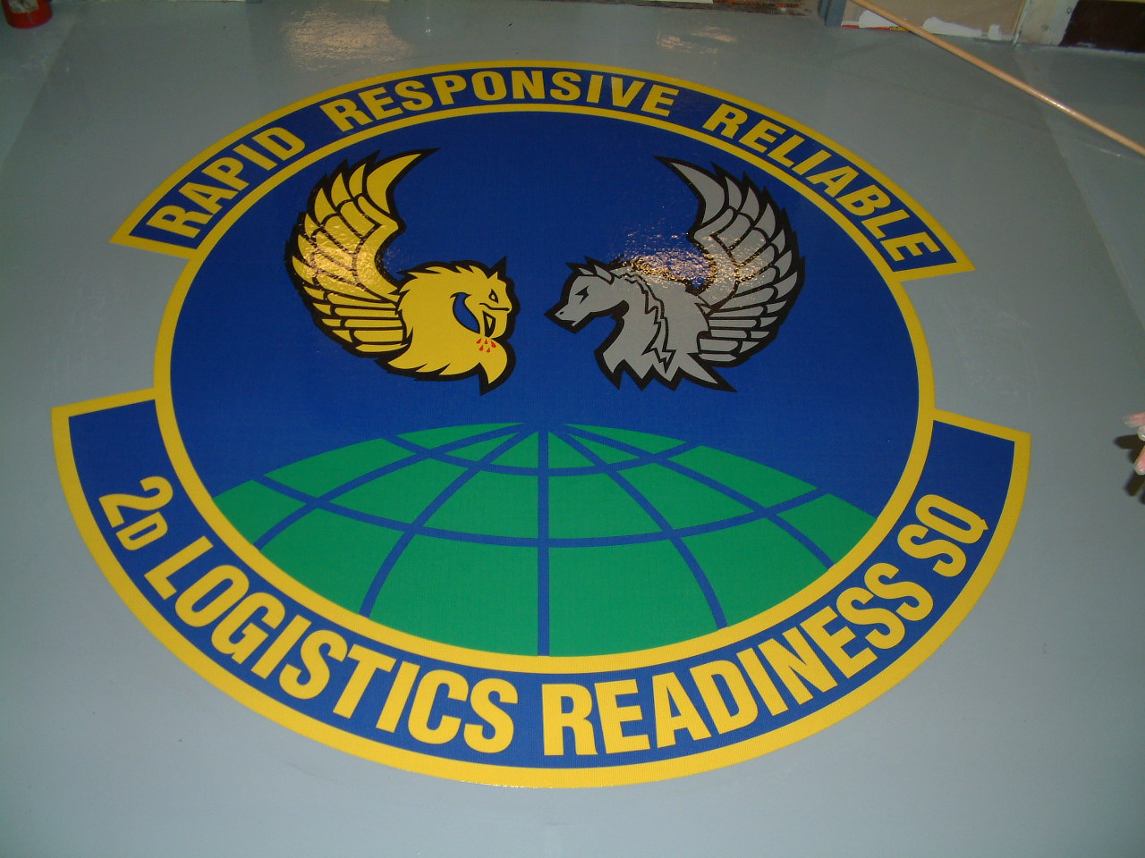2D Logistics epoxy floor logo