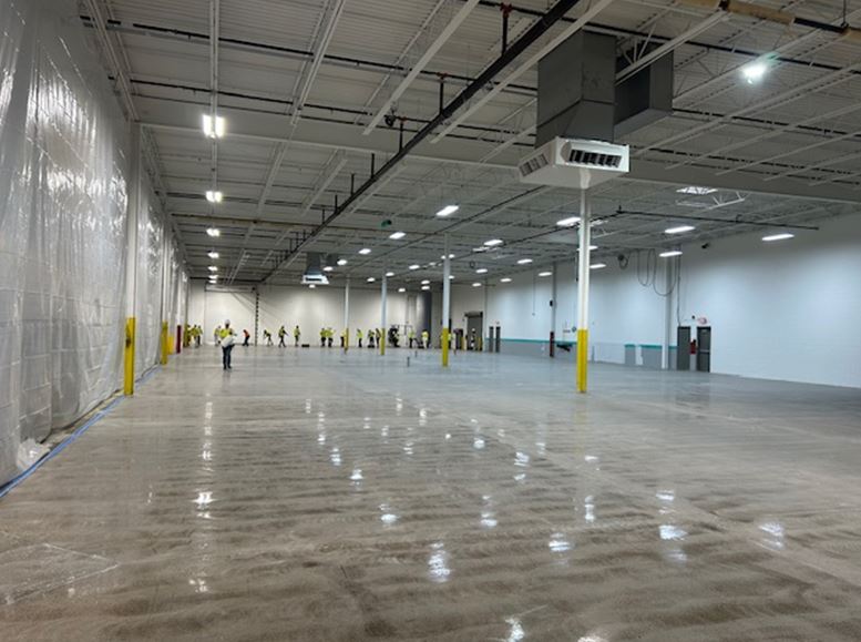 Clear epoxy urethane on a 20,000 square foot factory floor